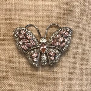 Pink & Diamond Crystal Butterfly Pendant Pin
